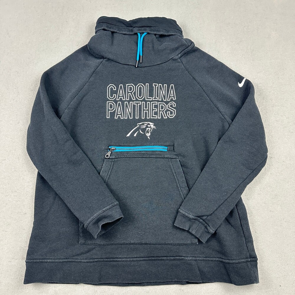 Carolina Panthers Hoodie Women Medium Black Solid Nike Cowl Neck Pullover NFL M